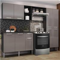 Imagem da promoção Cozinha Compacta c/ Armário e Balcão com Tampo Pequim Up Multimóveis Preta/Lacca Fumê