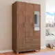 Guarda-roupa Solteiro Florença 3 Portas 2 Gavetas Com Espelho Rústico - Pnr Móveis em oferta