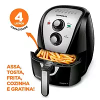 Imagem da promoção Fritadeira Elétrica Air Fryer Mondial AFN-40-BI 4L Inox/Preta - 220V