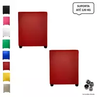 Imagem da promoção Kit 2 Pufs Puff Banqueta Quadrado Decorativo Vermelho Material Sintético Cubo - Melhor Opção