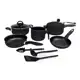 Jogo de Panelas 08 Peças Preto com Panela de Pressão e Utensílios - Marpal em oferta