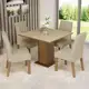 Conjunto Sala de Jantar Mesa Tampo de Madeira 4 Cadeiras Rustic/Crema/Imperial Livia Madesa em oferta