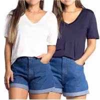 Imagem da promoção Kit 2 blusa camiseta básica feminina manga curta - Maranne