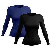 Imagem da promoção Kit 2 Camisetas Feminina Proteção Solar UV Camisa Térmica Manga Longa Praia Treino Esporte Academia