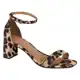 Sandália Vizzano Animal Print Onça Salto Médio Feminina em oferta