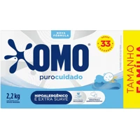 Lava-Roupas em Pó Omo Puro Cuidado Caixa 2,2kg Tamanho Família em oferta