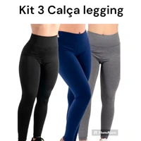 Imagem da promoção kit 3 Calça legging leg lisa Los Angeles academia fitness