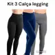 kit 3 Calça legging leg lisa Los Angeles academia fitness em oferta