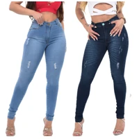 Imagem da promoção Kit 2 Calças Jeans Feminina Cintura Alta Lycra com Elastano Premium Cós Alto Modelagem Levanta Bumbu