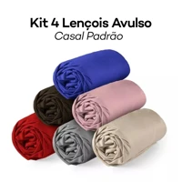 Imagem da promoção Kit 4 Lençol De Cama Casal Padrão Com Elástico Avulso Cores Sortidas