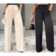 Calça Pantalona Wide leg Feminina com elástico na cintura e bolso em oferta