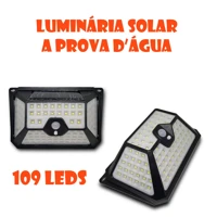 Imagem da promoção Luminária Energia Solar 102 leds e 109 Parede Led Sensor Presença 3 Funções Prova D'agua PRONTA ENTR