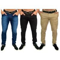 Imagem da promoção Kit 3 calça jeans masculina slim com lycra caqui em sarja Skinny - Sky jeans