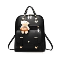 Imagem da promoção Bolsa Mochila Feminina Couro Com Chaveiro Urso Casual - Kingleen