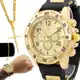 Relógio Masculino Dourado Original QUEBEC + Corrente e Pulseira Top em oferta