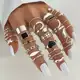 Anel Quadrado De 27 Peças Do Coração Epoxy Preto Conjunto De 27 Peças Do Coração Ladies Multi-Piece em oferta