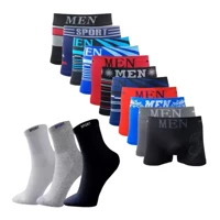 Imagem da promoção Kit 10 Cuecas Boxer Adulto + 12 Pares Meias Sport Longa Masculino - Bruck Store