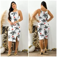 Imagem da promoção Vestido Feminino Midi Neoplex Florido Claro com Fenda - Mira Luxo Modas