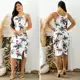 Vestido Feminino Midi Neoplex Florido Claro com Fenda - Mira Luxo Modas em oferta