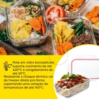 Imagem da promoção Conjunto 5 Potes Vidro Hermético Mantimentos Marmita 1050ml