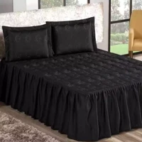 Imagem da promoção Colcha Casal Bordado 03 Peças com Babado Varias Cores