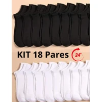 Imagem da promoção Kit 18 Pares de Meias Soquete Cano Curto Masculina Feminina Unissex varejo