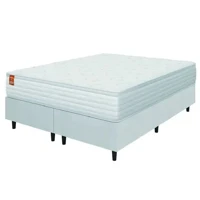 Imagem da promoção Cama Box Colchão Casal King Molas Ensacadas Real 193x203x65cm Linho Branco Inducol - Suporta até 130