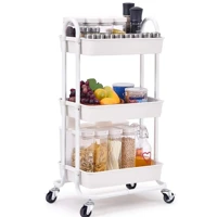 Imagem da promoção Carrinho Organizador Multiuso com Cesta de Plástico Rodinhas 3 prateleiras Fruteira Porta Tempero Li