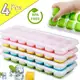 Kit 4 Formas De Gelo Silicone Com Tampa 14 Cubos Retangular Multiuso Lavável em oferta