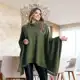 Poncho Feminino Tricot Mousse Liso Gola Alta Casaco Lã Inverno em oferta