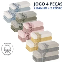 Imagem da promoção Jogo de Toalhas Karsten 100% Algodão Banho Rosto 4 Pçs Tecnologia Soft Max Alta Absroção Anis Mayan