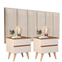 Imagem da promoção Conjunto 2 Mesas de Cabeceira Suspensas Tóquio + Cabeceira Para Cama Box Casal Queen
