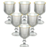 Imagem da promoção Jogo De Taças De Vidro Graffiato Fio De Ouro Canelado 380ml 6 Peças - Haus Concept Brinox