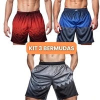 Imagem da promoção KIT COM 3 Bermuda Short Dry fit Helanca Masculino Calção Leve Esportes Academia Treino Verão