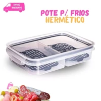 Imagem da promoção Pote Hermético 2 Divisórias Porta Frios C/ Escorredor Para Cozinha Organização