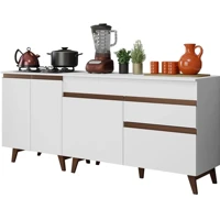 Imagem da promoção Kit com 2 Balcões de Cozinha Madesa Reims 4 Portas 1 Gaveta (com Tampo) - Branco