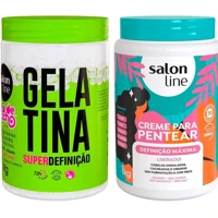 Imagem da promoção Salon Line, Kit Creme de Pentear, Definição Máxima + Gelatina Capilar, Super Definição, Vegano - Par