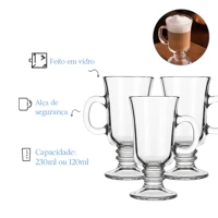 Imagem da promoção Jogo 3 ou 6 Canecas Taças Real 120ml Para Capuccino Café Vidro Cristalino Luxo