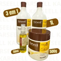Imagem da promoção Kit Shampoo e Condicionador Karseell 1L + Máscara Karseell Oiginal 500g + Óleo Maca Essence 50ml