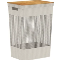 Imagem da promoção Cesto De Roupas Grid Com Tampa De Bambu 49 Litros - Bege OU