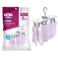 Imagem da promoção Varal Dobrável com 12 Prendedores Cor Branca e Cinza Linha Log - Ordene