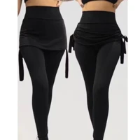 Imagem da promoção Kit 2 Calça Legging Suplex Saia Tapa Bumbum Cintura Alta Fitness