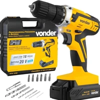 Imagem da promoção Parafusadeira Furadeira 20V Vonder PFV 238 18 Posições de Torque LED Bateria Carregador e Acessórios