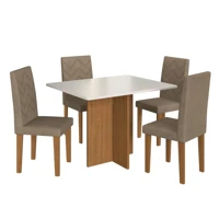 Imagem da promoção Conjunto Sala de Jantar Fidelitá Itália 110cm Com 4 Cadeiras Freijó/Off-White Assento Cacau