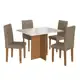 Conjunto Sala de Jantar Fidelitá Itália 110cm Com 4 Cadeiras Freijó/Off-White Assento Cacau em oferta