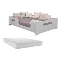 Imagem da promoção Cama Casal Montessoriana Moderna Com Colchão E Grade De Proteção Encanto Quarto Criança Luxo