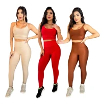 Imagem da promoção Conjunto top com calça bojo removível fitness academia feminino cintura alta moda zero transparência