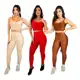 Conjunto top com calça bojo removível fitness academia feminino cintura alta moda zero transparência em oferta