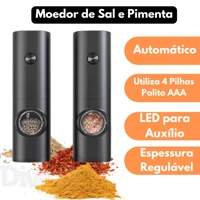 Imagem da promoção Moedor de Pimenta do Reino e Sal Grosso Elétrico Profissional Tempero Automático