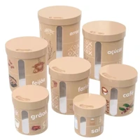 Imagem da promoção Kit 7 Potes Conjunto Porta Mantimentos Alimentos Redondos Plasútil Arroz Feijão Sal Açucar Grãos Coz